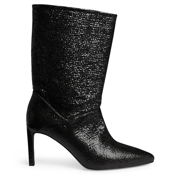 ALLSAINTS Glitter Black Leather Orlana Sz 41 - Picture 3 of 13